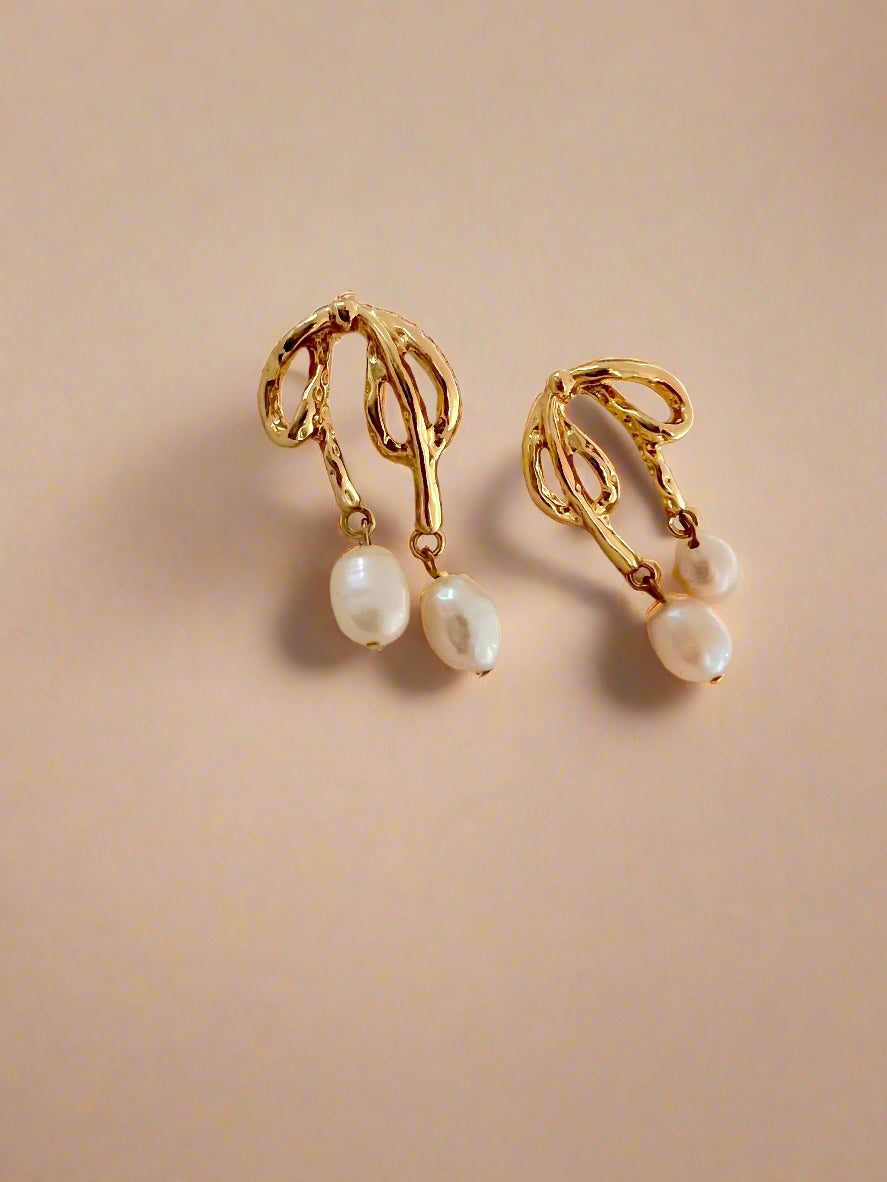 Ballet Bow & Pearl Earrings