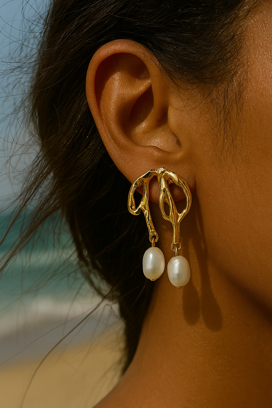 Ballet Bow & Pearl Earrings