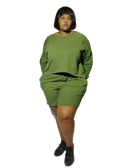 Plus Lounge Wear set-green